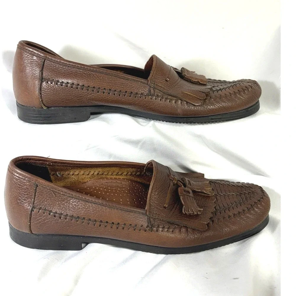 Dexter Brown Tassel Kiltie Leather Men's‎ Brown Loafers 9.5M Made in US 318112